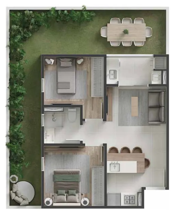 Gran Malltech – Apartamento Tipologia 1 · com garden