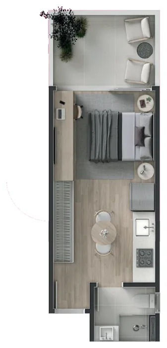 Gran Malltech – Studio Tipologia 1 · com varanda